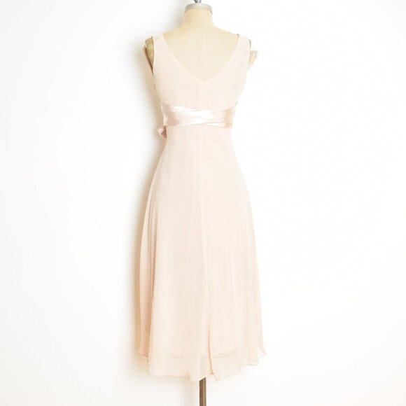 Evan Picone dress nude surplice bow fairy flutter empire cocktail party midi 4 S - Picture 6 of 8